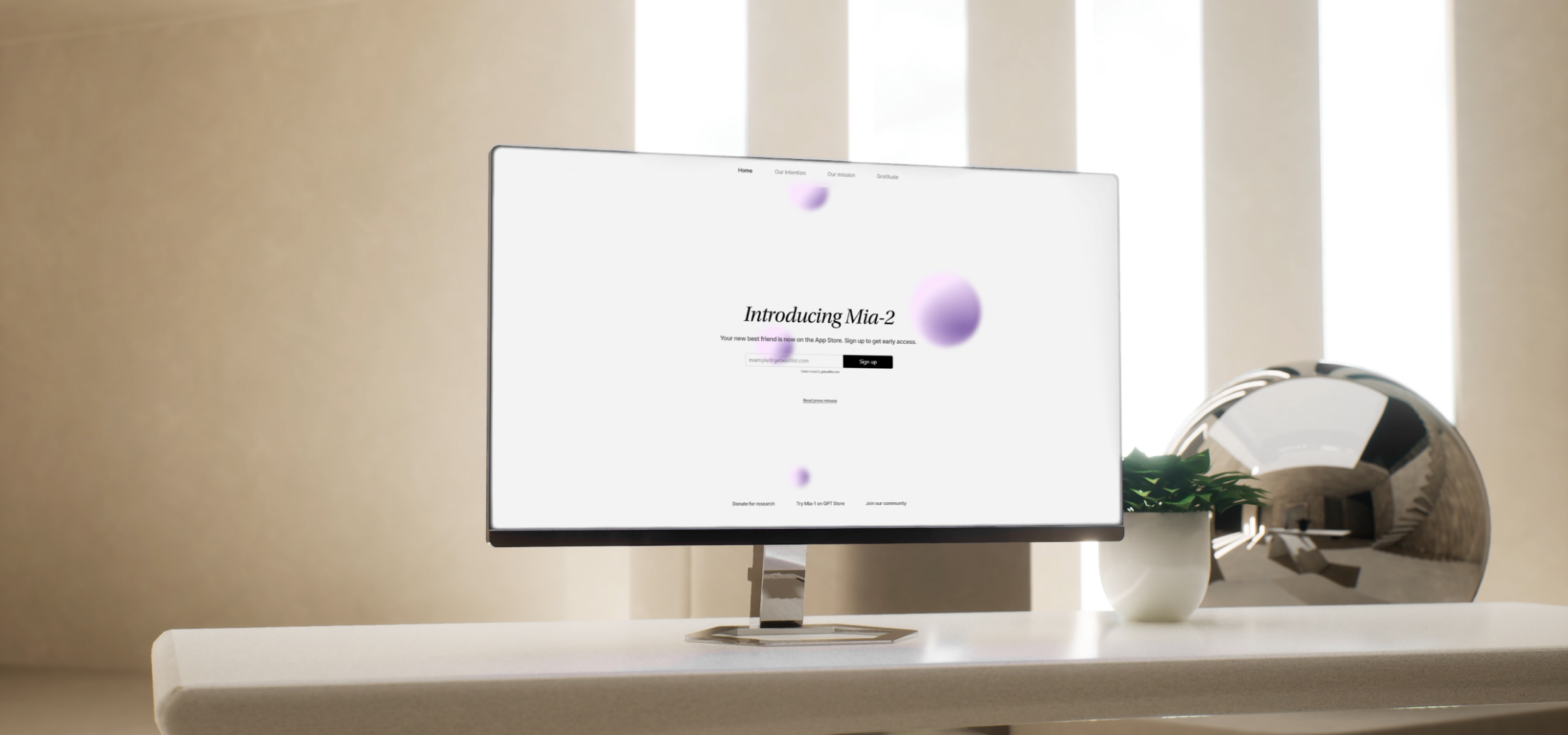 Mia AI website experience preview